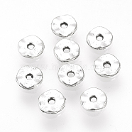 Tibetan Style Alloy Spacer Beads, Wave Flat Round, Cadmium Free & Lead Free, Antique Silver, 5x1.5mm, Hole: 1mm, about 8330pcs/1000g(TIBE-S311-21AS-LF)