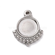 304 Stainless Steel Pendant Cabochon Settings, Fan, Stainless Steel Color, Tray: 10mm, 19.5x15.5x2.5mm, Hole: 1.5mm(X-STAS-E169-10P)