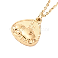 Ion Plating(IP) 304 Stainless Steel Teardrop with Sleeping Bear Pendant Necklace for Women, Golden, 17.56 inch(44.6cm)(NJEW-F294-02G)