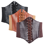 3Pcs 3 Style Imitation PU Leather Wide Elastic Corset Belt, Lace-up Waist Belt, Vintage Court Girdle Belt for  Dress, Mixed Color, 700x120~200x3.5~9mm, 1pc/color(DIY-BC0012-32)