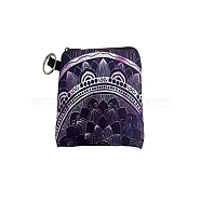 Polyester Handbags, Clutch Bag with Zipper & Keychain, Rectangle with Mandala Flower, Purple, 12x9.5cm, Random buckle style(PAAG-PW0012-29C)