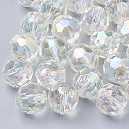 AB-Color Plated Transparent Acrylic Beads, Faceted, Round, Clear, 19~20mm, Hole: 2.5mm, about 105pcs/500g(TACR-R136-01B)