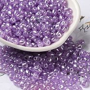 Opaque ABS Beads, Double Hole, Oval, Purple, 6x4.5x3.3mm, Hole: 1.2mm, about 14516pcs/500g(MACR-K359-03E)
