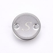 201 Stainless Steel Links connectors, Flat Round, Letter.S, Stainless Steel Color, 8x1mm, Hole: 1.5mm(STAS-H465-01P-8mm-S)