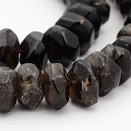 Natural Smoky Quartz Faceted Rondelle Bead Strands, 14~17x6~9mm, Hole: 1mm, about 44~45pcs/strand, 15.3 inch(G-P082-09)