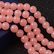 Imitation Jade Glass Beads Strands, Spray Painted, Round, Light Coral, 8mm, Hole: 1.3~1.6mm, about 100pcs/strand, 31.4 inch(X-DGLA-S076-8mm-07)