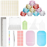 DIY Diamond Picture Kit, with Iron Tweezers, Label Paster, DIY Rhinestones Picker Tools, Tray Plate, Plastic Cosmetics Jar & Silicone Pad, Mixed Color(DIY-NB0003-67)