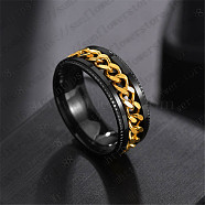 Stainless Steel Chains Rotating Finger Ring, Fidget Spinner Ring for Calming Worry Meditation, Golden, US Size 8(18.1mm)(PW-WG67706-36)