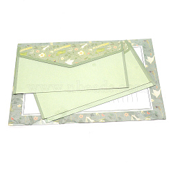 Paper Envelopes & Letter Papers, Floral Pattern, Rectangle, Pale Green, 8.7~21x14.3~16.5x0.01~0.03cm, 9pcs/set(DIY-WH0204-24D)