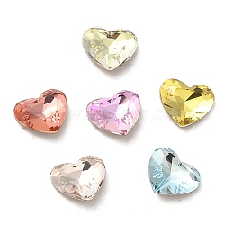 Glass Rhinestone Cabochons, Point Back & Back Plated, Faceted, Heart, Mixed Color, 5.2x6x2.3mm(RGLA-P037-03A-D)