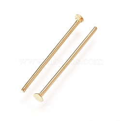 304 Stainless Steel Flat Head Pins, Real 18K Gold Plated, 24x0.6mm, Head: 1.2~1.5mm(STAS-I314-B04-G)