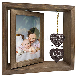 Double Sided Wooden Rotating Photo Frames with DIY Word Heart Charm, for Tabletop Decoration, Word Good Friend, Heart, 210x230x15mm(DJEW-WH0076-013)