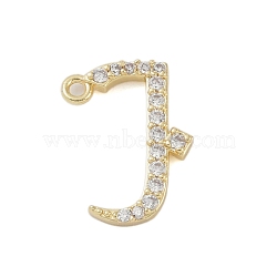 Rack Plating Brass Micro Pave Clear Cubic Zirconia Pendants, Long-Lasting Plated, Lead Free & Cadmium Free, Arabic Alphabet, Real 18K Gold Plated, 16.5x12x2mm, Hole: 1.2mm(KK-A224-03G-G)