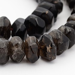 Natural Smoky Quartz Faceted Rondelle Bead Strands, 14~17x6~9mm, Hole: 1mm, about 44~45pcs/strand, 15.3 inch(G-P082-09)