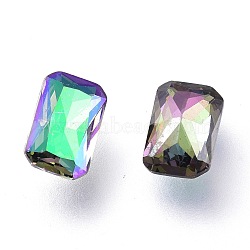 Cubic Zirconia Pointed Back Cabochons, Faceted Rectangle, Ghost Light, 6x4x2mm(ZIRC-H108-05B-001GL)