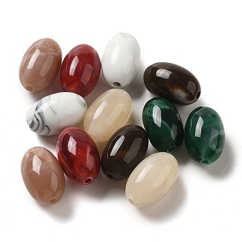 Opaque Acrylic Beads, Oval, Mixed Color, 11x17.5mm, Hole: 2.2mm, about 370pcs/500g