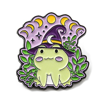 Magic Frog & Moon Phase Enamel Pin, Brooch for Backpack Clothes, Leaf, 30.5x28.5x1.6mm