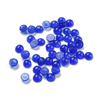 Natural White Jade Dyed Cabochons, Half Round, Blue, 2x1mm