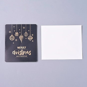 Envelope and Merry Christmas Greeting Cards Sets, for Winter Christmas Season, Holiday Gift Giving, Xmas Gifts Cards, Black, 10.8x9.1x0.05cm