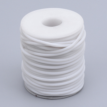 PVC Tubular Solid Synthetic Rubber Cord, No Hole, Wrapped Around White Plastic Spool, White, 3mm, about 32.8 yards(30m)/roll