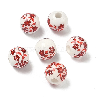 Floral Printed Porcelain Beads(PORC-M531-2)-2