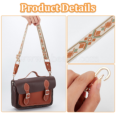 Bohemian Style Rhombus Pattern Cloth Wide Bag Handles(FIND-WH0136-51A)-3