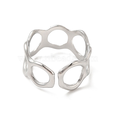 304 Stainless Steel Circle Ring Wrap Open Cuff Ring for Women(RJEW-E066-03P)-3