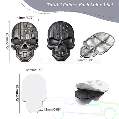 2Pcs 2 Colors Zinc Alloy Car Stickers(DIY-GA0006-54)-2