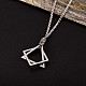 304 Stainless Steel Triangle & Rhombus Pendant Necklace with Box Chains(JN1045C)-2