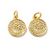 Flat Round with Swan Pattern Brass Micro Pave Clear Cubic Zirconia Charms(KK-G425-22G)-1