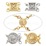 4Pcs 4Styles Brass Hollow Box Clasps, Multi-Strand Clasps, Mixed Color, 13~14x8.5~12x3.5~5.5mm, 1pc/style(KK-YW0004-49)