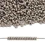 TOHO 6/0 Demi Round Beads, Japanese Seed Beads, Matte Nickel Plating, (566) Opaque Metallic Frosted Antique Silver, 6/0, 4x1.9mm, Hole: 1.5mm, about 300pcs/10g(X-SEED-DR06-0566)