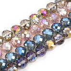 Electroplate Glass Beads Strands, Faceted, Heart, Mixed Color, 9x10mm, Hole: 1.5mm, about 60pcs/strand, 22 inch(EGLA-T010-01-M)