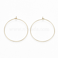 Brass Hoop Earrings Findings, Wine Glass Charms, Real 18K Gold Plated, 22 Gauge, 44.5x41x4mm, Pin: 0.6mm(KK-S348-244)