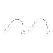 Anti-Tarnish Rhodium Plated 925 Sterling Silver Earring Hooks, Ear Wire with Loops, Platinum, 11.5x15x0.5mm, Hole: 1.6mm, Pin: 0.5mm(STER-T007-117P)