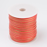 Flat PU Leather Cord, Red, 6x1mm, about 50yards/roll(150 feet/roll)(LC-J003-11)