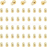 50Pcs Brass Charms, Nickel Free, Round, Real 18K Gold Plated, 4.5x3mm, Hole: 0.8mm(KK-FH0003-03)