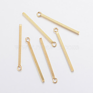 304 Stainless Steel Pendants, Rectangle/Bar, Real 24K Gold Plated, 18x1.5x1.5mm, Hole: 2mm(STAS-F155-19G-A)