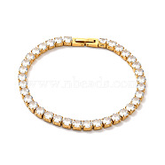 Clear Cubic Zirconia Tennis Bracelet, 304 Stainless Steel Link Chain Bracelet for Women, Golden, 8-3/8 inch(21.3cm)(BJEW-E009-25A-G)
