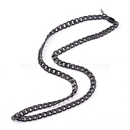 304 Stainless Steel Cuban Link Chain Necklaces, with Lobster Claw Clasps, Electrophoresis Black, 21.85 inch(55.5cm)(NJEW-JN03345)