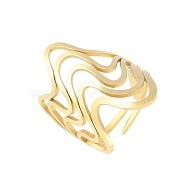 304 Stainless Steel Wave Multi-layer Adjustable Rings for Women, Golden, 32mm, Inner Diameter: 19mm(RJEW-Z045-01G-02)