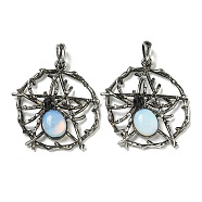 Opalite Pendants, Alloy Pentagram with Spider Charms, Antique Silver, 44.5x39x7mm, Hole: 7.5x6.5mm(G-P547-05AS-09)