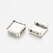 Tibetan Style Alloy Slide Charms Cabochon Settings, Cadmium Free & Lead Free, Square, Antique Silver, Tray: 12mm, 14x14x5.5mm, Hole: 11x2.5mm, about 540pcs/1000g(TIBE-S317-02-AS-LF)