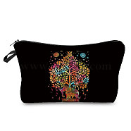 Tree & Elephant Pattern Polyester Waterpoof Makeup Storage Bag, Multi-functional Travel Toilet Bag, Clutch Bag with Zipper for Women, Colorful, 220x135mm(TREE-PW0003-27A)