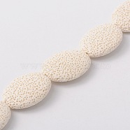 Synthetic Lava Rock Bead Strands, Oval, Dyed, White, 32x24x8~10mm, Hole: 1mm, about 12pcs/strand, 14.9 inch(G-N0110-11)
