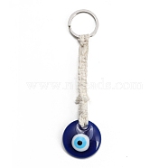 Plastic Evil Eye Pendants Decorations Keychain, Flat Round, Antique White, 148mm(PW23040407422)