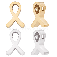 10Pcs 2 Colors 304 Stainless Steel Pendants, Awareness Ribbon, Golden & Stainless Steel Color, 12x9x3mm, Hole: 1.8mm, 5pcs/color(STAS-BBC0002-19)
