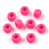 Opaque Plastic Beads, Frosted, Barrel, Camellia, 9x6mm, Hole: 3.8mm, about 1900pcs/500g(KY-T025-01-C08)