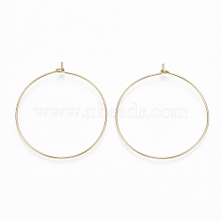 Brass Hoop Earrings Findings, Wine Glass Charms, Real 18K Gold Plated, 22 Gauge, 44.5x41x4mm, Pin: 0.6mm(KK-S348-244)