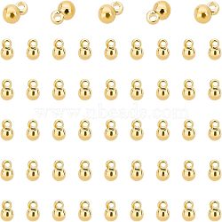 50Pcs Brass Charms, Nickel Free, Round, Real 18K Gold Plated, 4.5x3mm, Hole: 0.8mm(KK-FH0003-03)